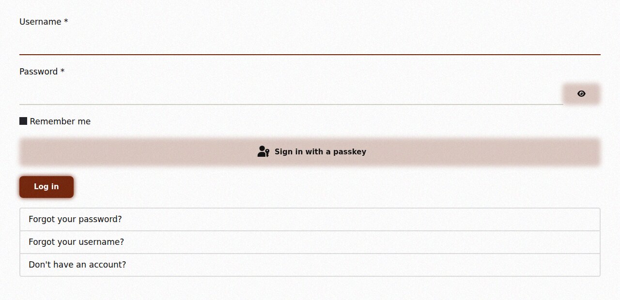 The sign-in form with Username, Password, Remember me and the Log in button